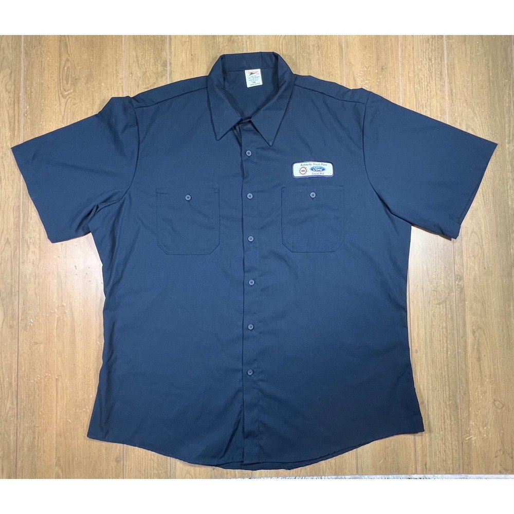 Union Line Ford Kentucky Truck Plant Local 862 Work Shirt Navy Blue 2XL USA Made